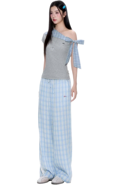 Chic Plaid Asymmetrical Top