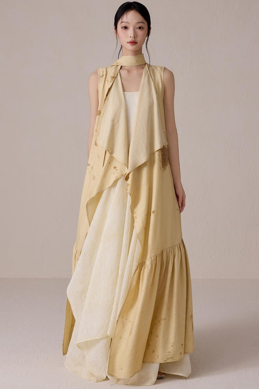 Tea-Dyed Flowing Belted Jacket