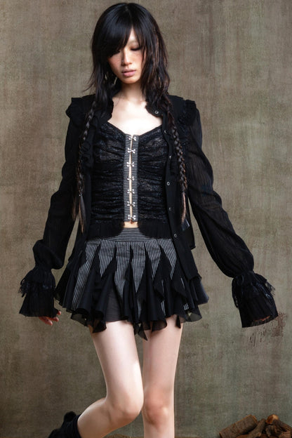 Polygonal Striped Bustier Skirt