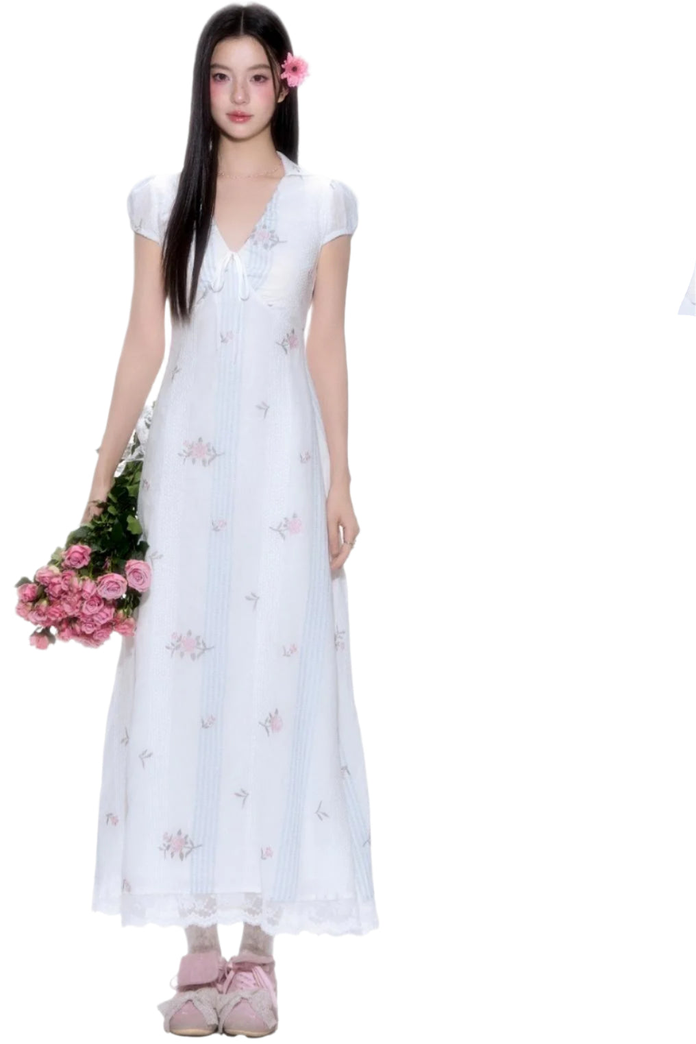 Vintage Floral V-Neck Dress