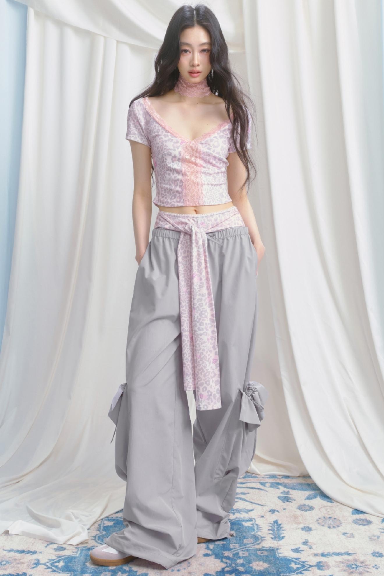 Pink Leopard V-Neck Tee