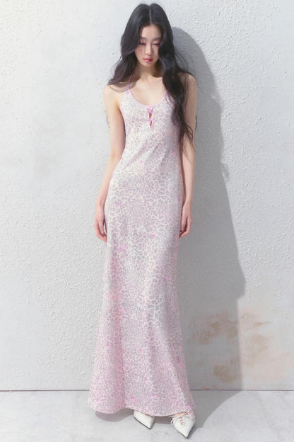 Pink Halter Backless Dress