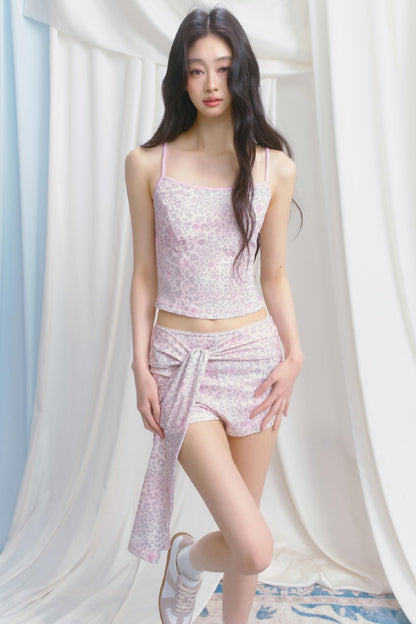 Peach Pink Leopard Print Camisole Set-Up