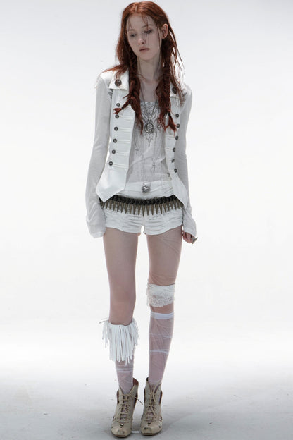 Slim Fit Double-Breasted Zipper Top