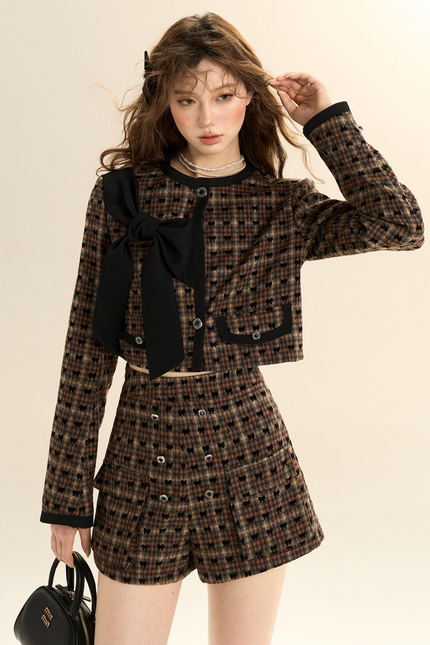 Cocoa Checkered Blazer Set-Up