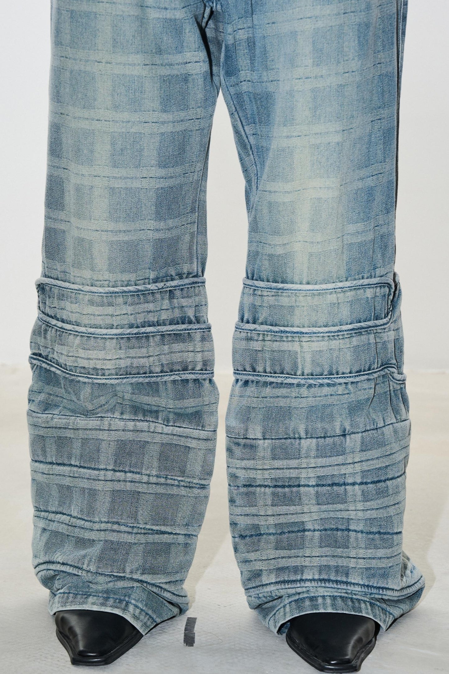 Plaid Denim Pants