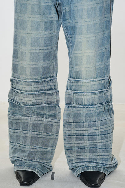 Plaid Denim Pants