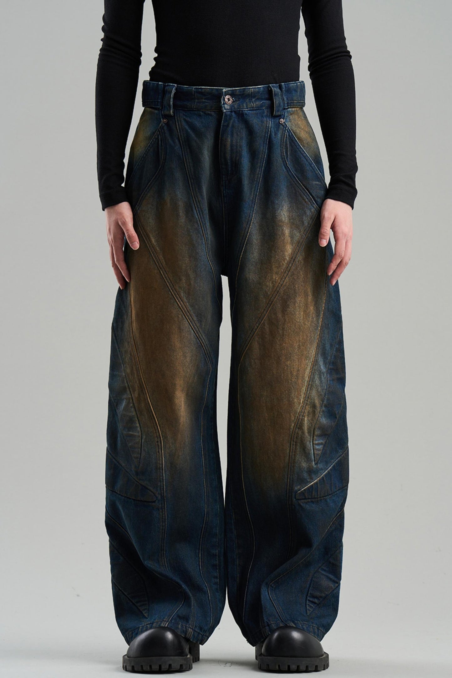 Rivet Mid-Rise Denim Trousers