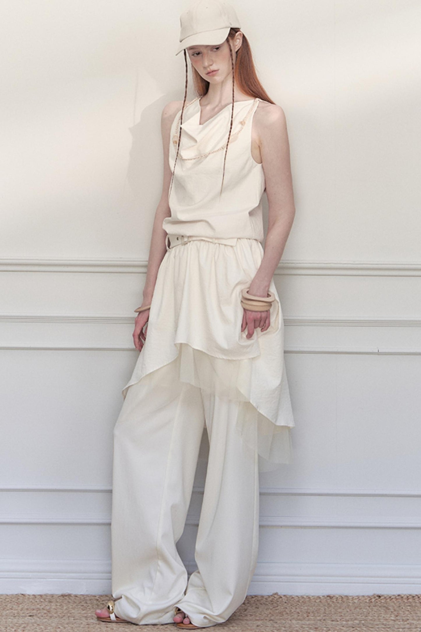 Beige Mesh Tea Dress