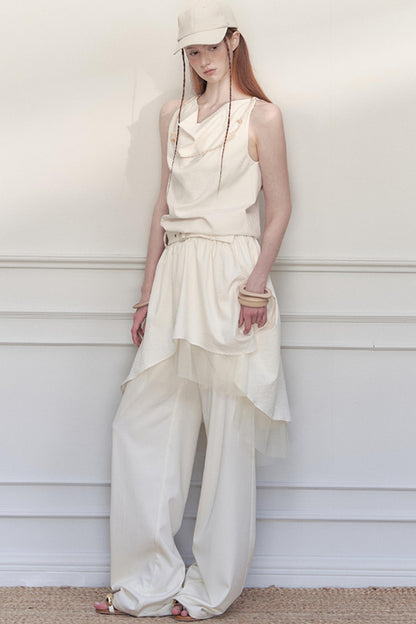 Beige Mesh Tea Dress