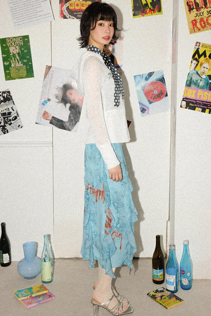 Light Blue A-line Skirt