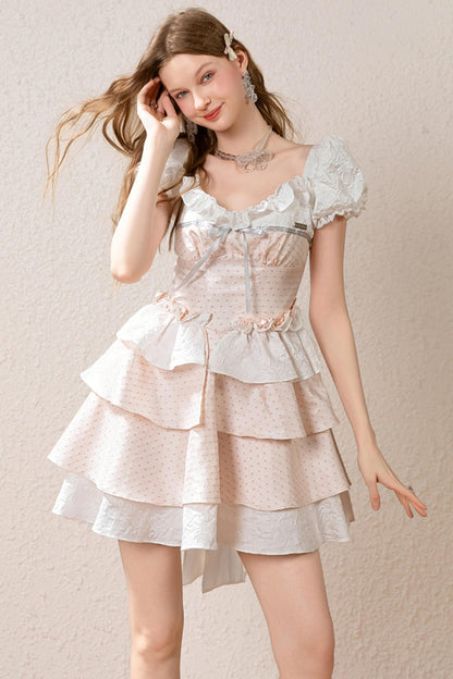 Pink & White Waist Tie Dress