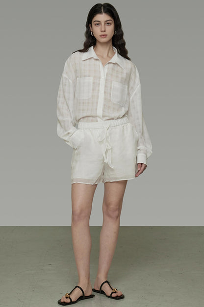 Tie-Waist Linen Shorts