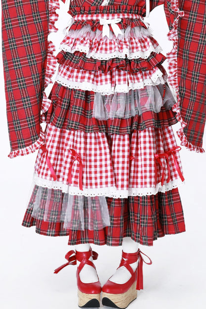 Japanese Lolita Plaid Wrap Skirt