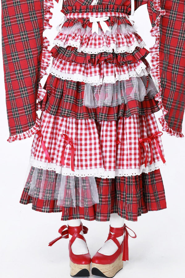 Japanese Lolita Plaid Wrap Skirt