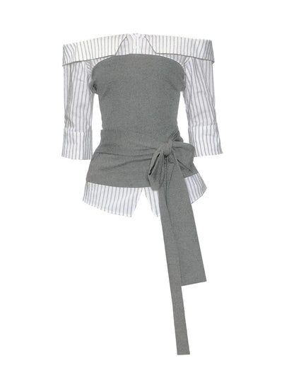 Patchwork One-Shoulder Top