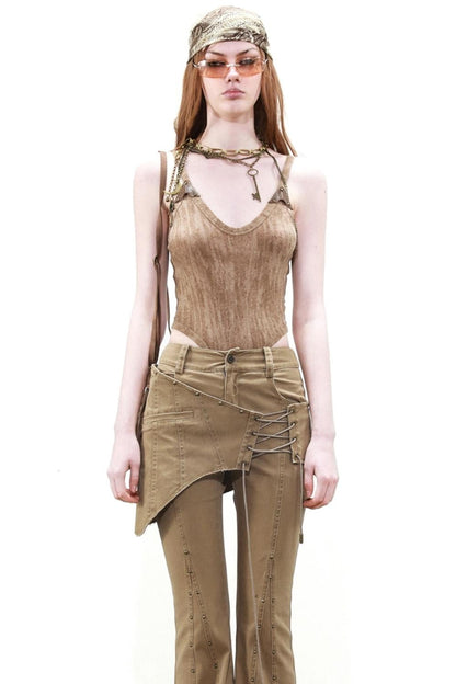 Laws Leather Wrap Camisole Top