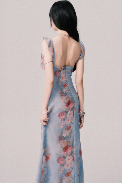 French V-Neck Halter Dress