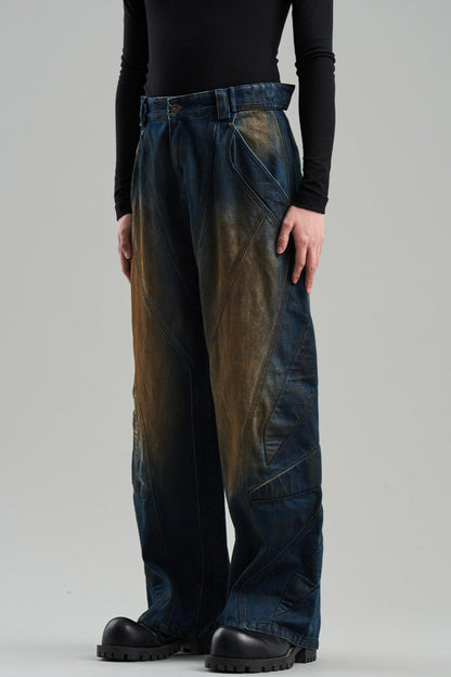 Rivet Mid-Rise Denim Trousers