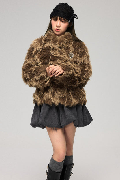 Bloom Pattern Fur Coat