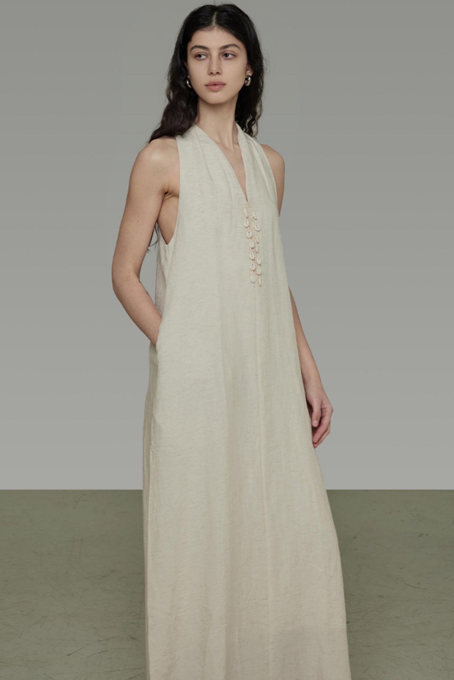 Sleeveless Halter Long Dress