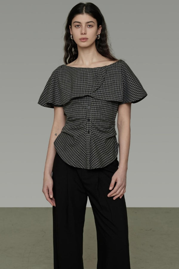 Chic One-Shoulder Lace Stripe Blouse