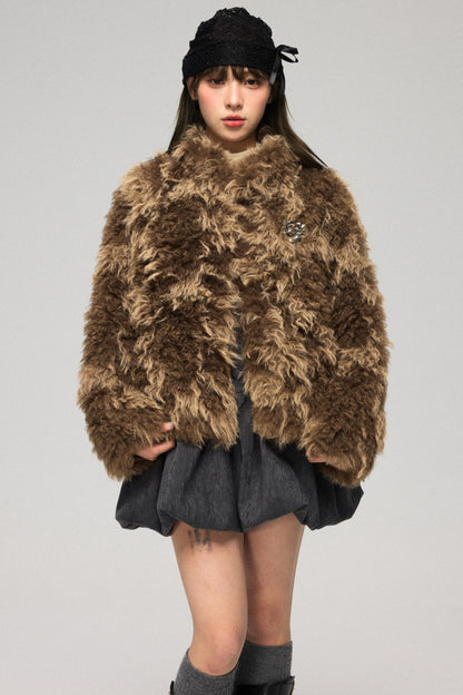 Bloom Pattern Fur Coat