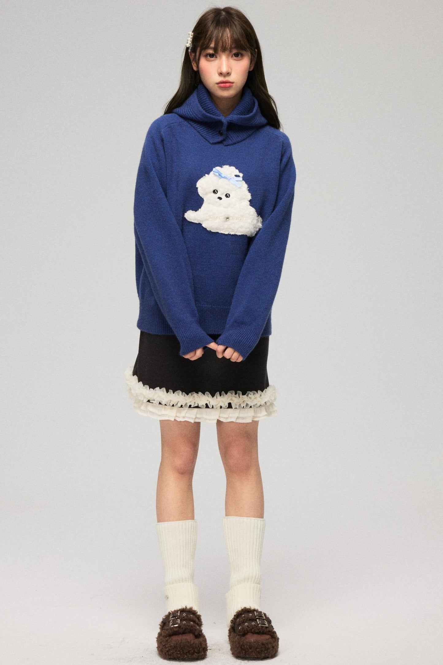 Blue Puppy Print Hoodie