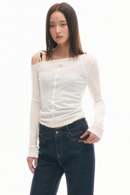 Slanted Shoulder Slim Top