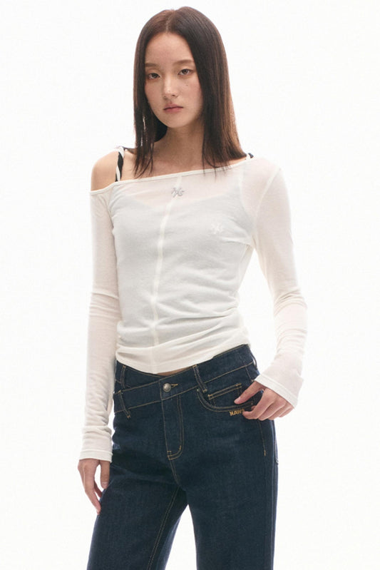 Slanted Shoulder Slim Top