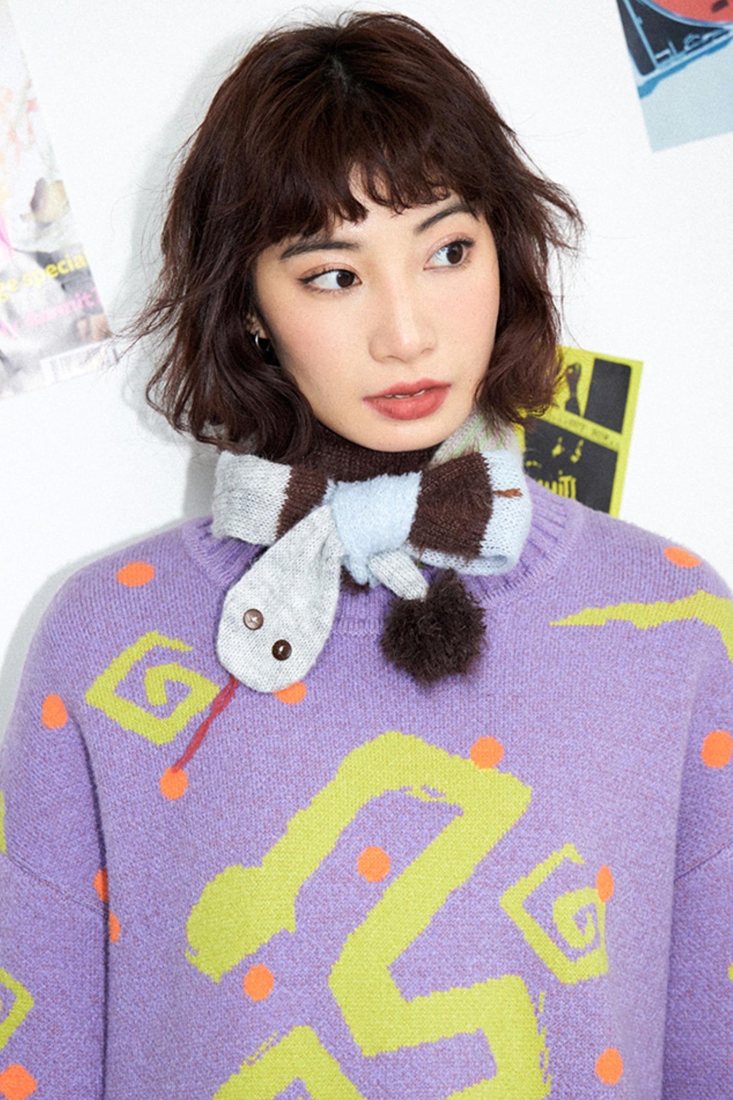 Purple Snake Jacquard Sweater