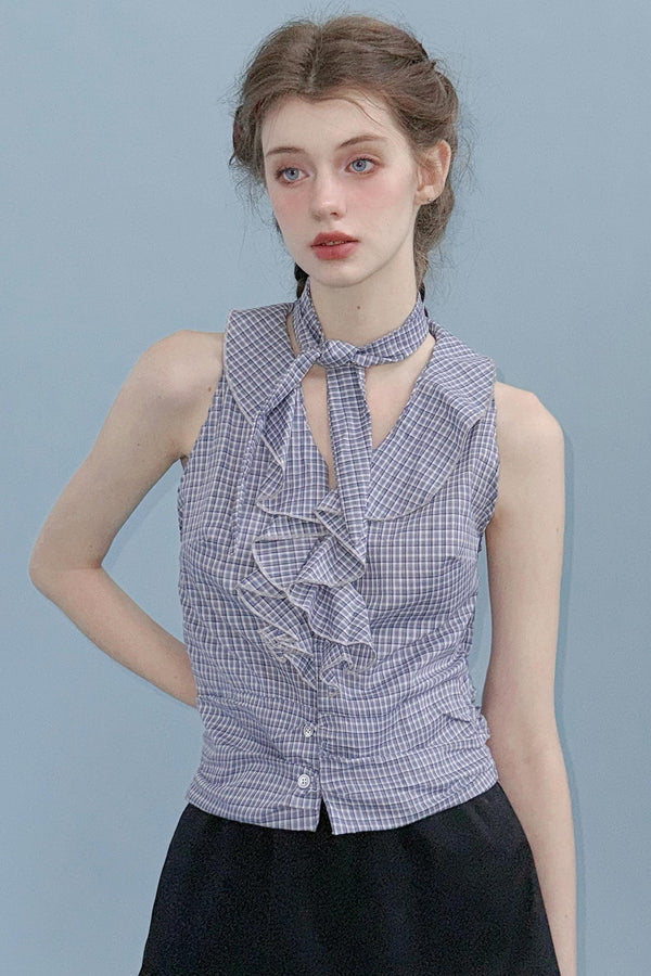 Blue Edge Sleeveless Shirt