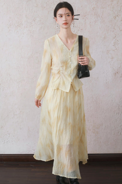 Yellow Pleated Skirt