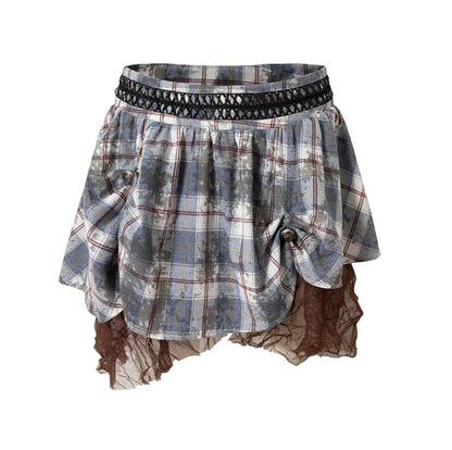 Straight silhouette Plaid Skirt