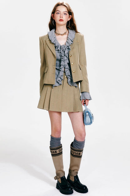 Chic V-Neck Ruffled Cardigan