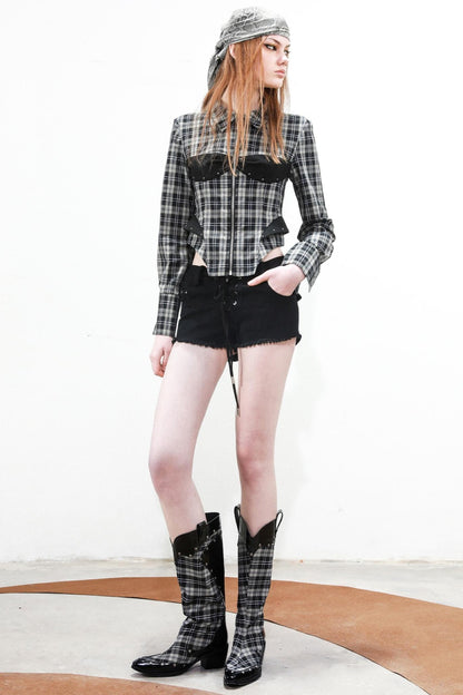 Retro Plaid Deconstructed Shirt