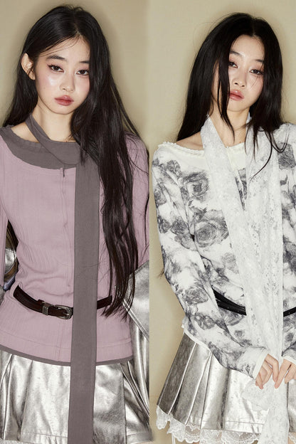 Purple White Duo Top