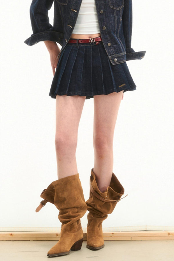 Retro A-Line Denim Skirt