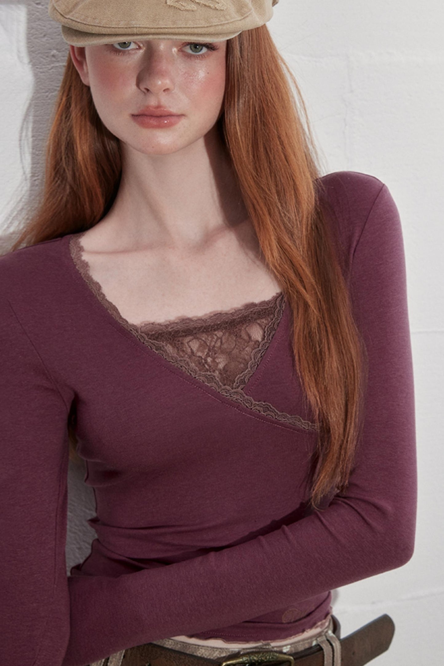 Lace-Trimmed Asymmetrical Tee