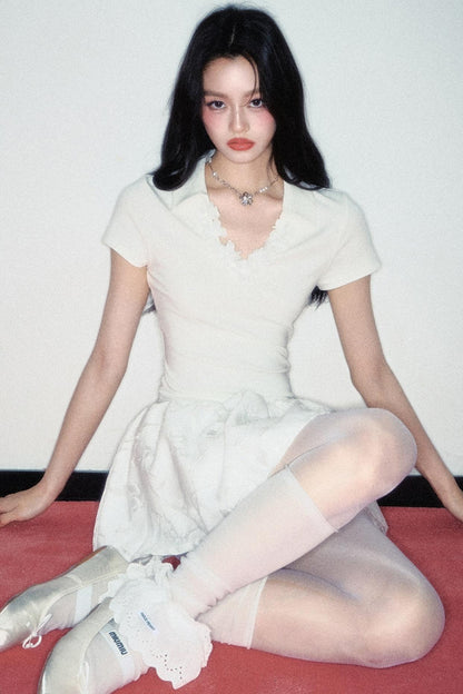 Korean Floral Polo Dress