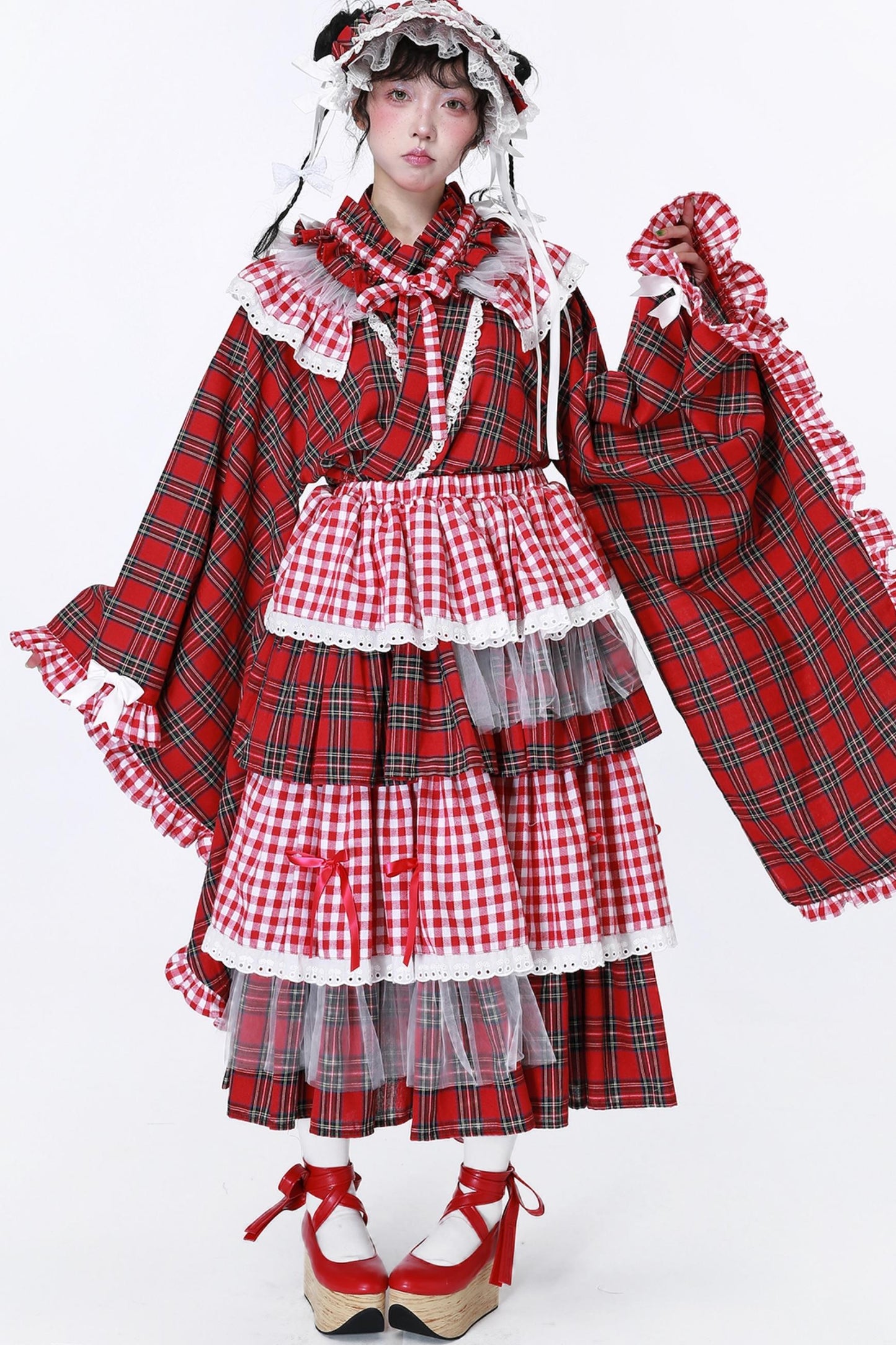 Japanese Lolita Plaid Wrap Skirt