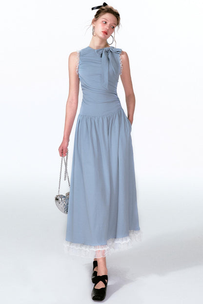 Blue Butterfly Pleat Dress