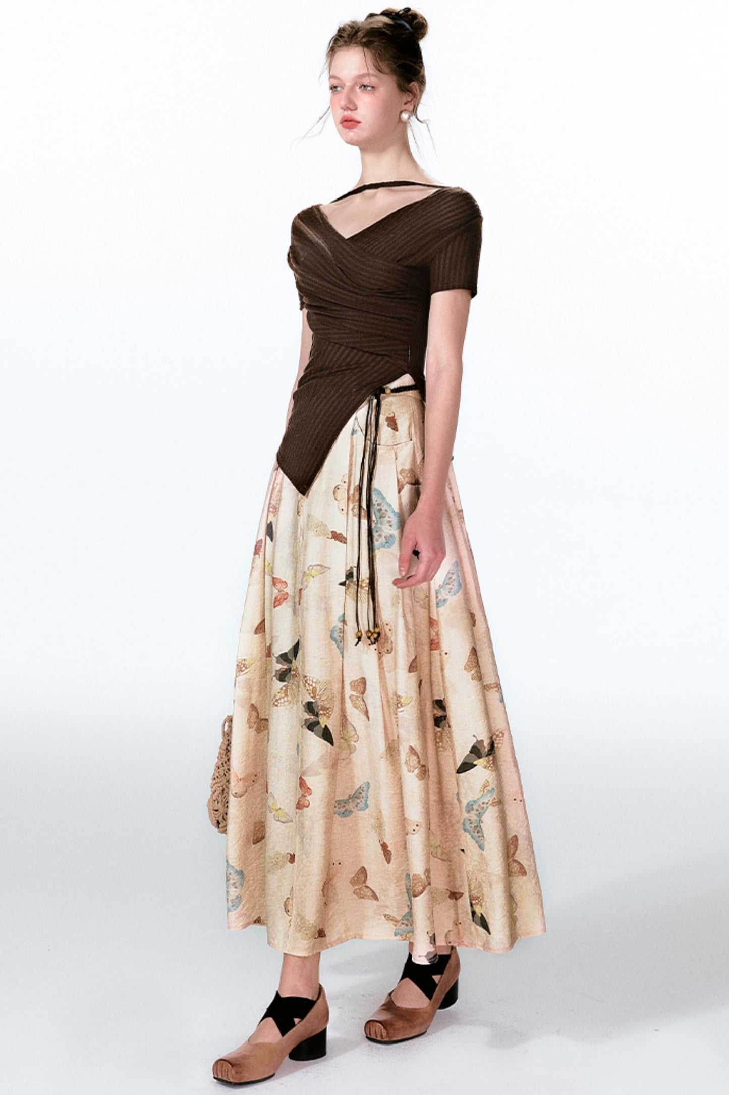 Butterfly Pleat Top With Maxi Skirt Set-Up