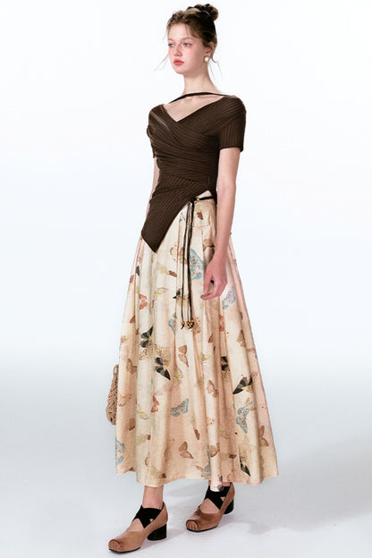 Butterfly Pleat Top With Maxi Skirt Set-Up