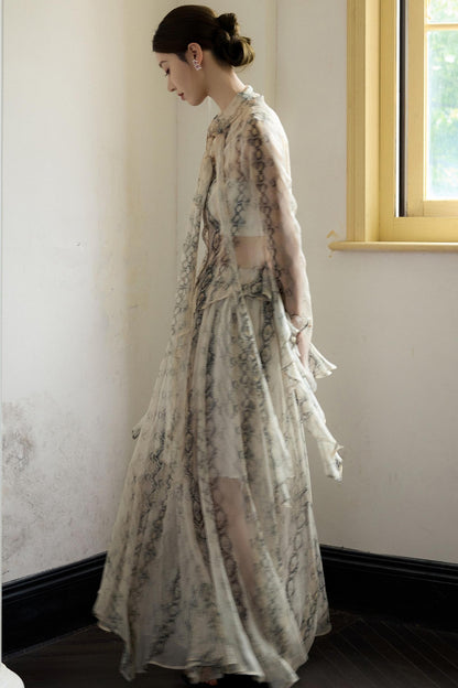 Snake Print A-line Skirt Set-Up