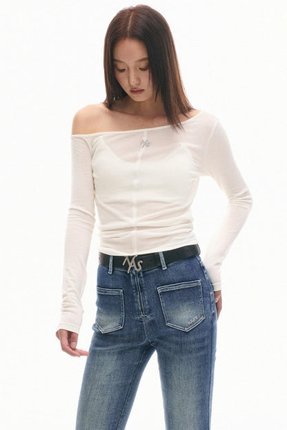 Slanted Shoulder Slim Top