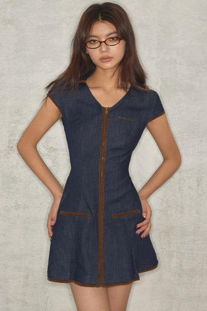 Color-Block Slim Denim Dress