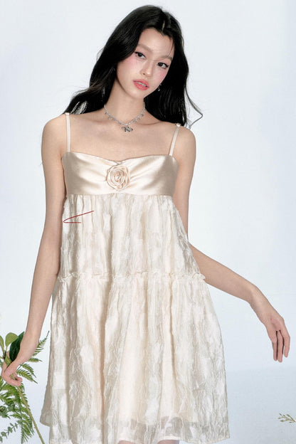 Sweet Jacquard Halter Dress