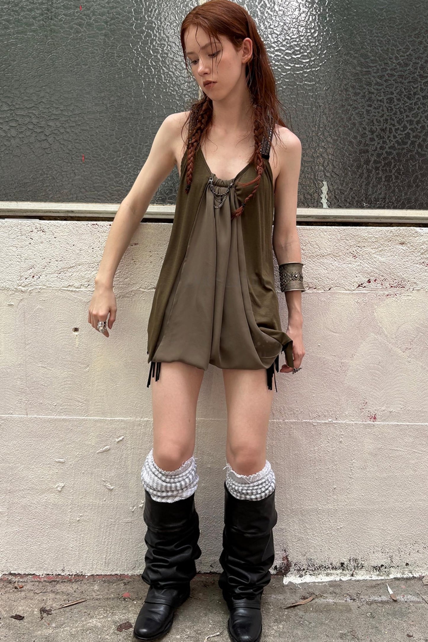 Metal-Studded Swing Tank Top