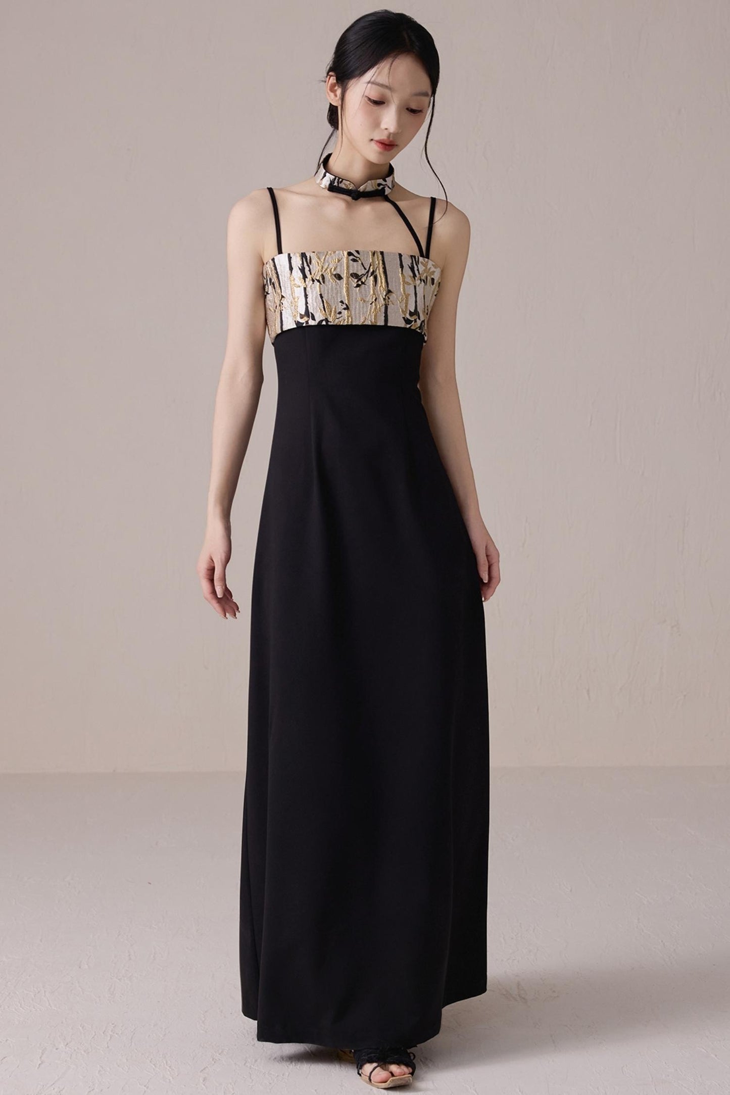 Bamboo Jacquard Halter Dress